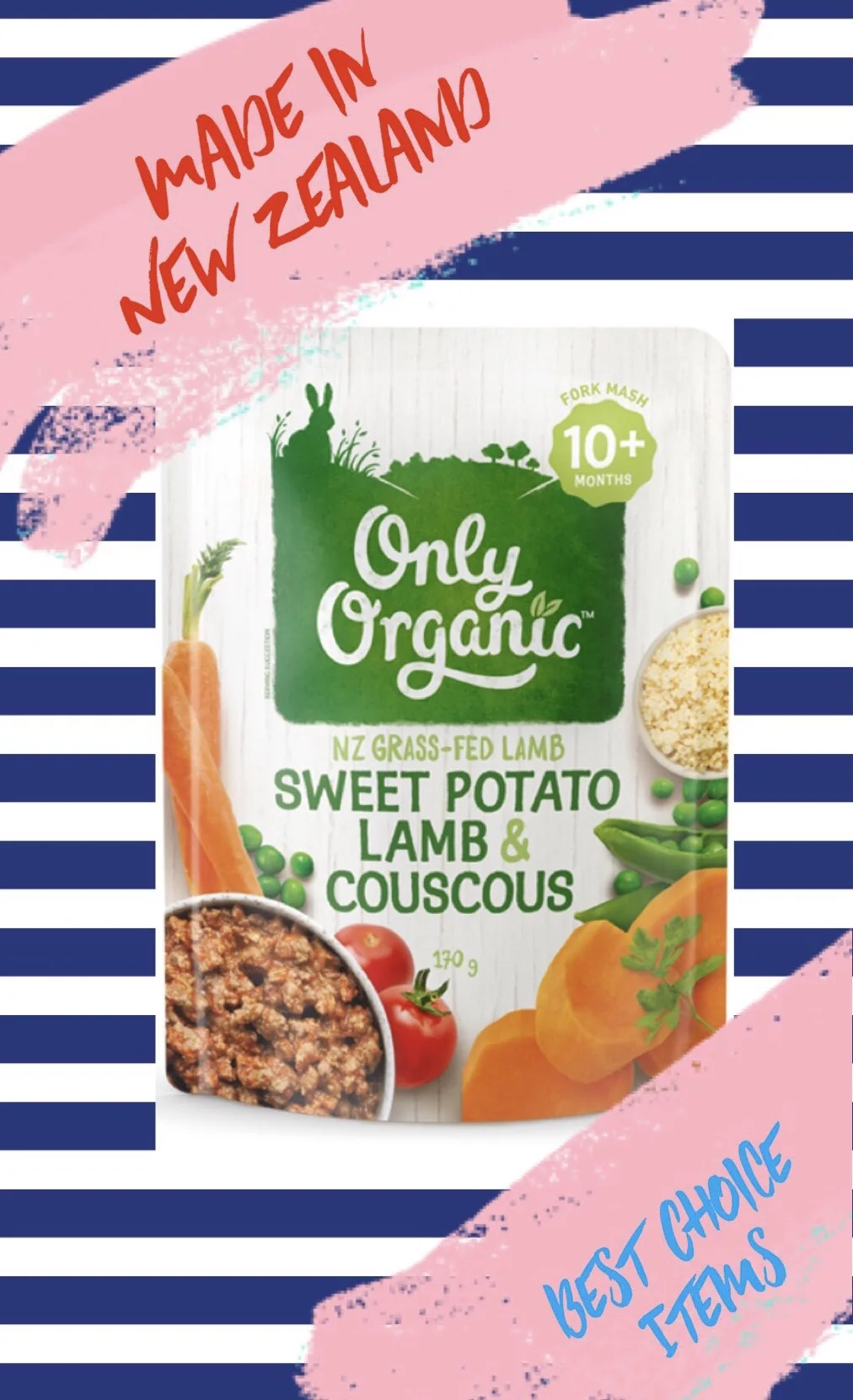 Only Organic Sweet Potato Lamb & Couscous Baby Food Pouch 10+ Months