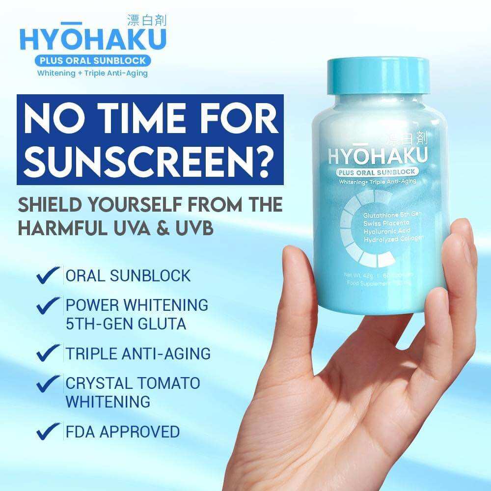 hyohaku glutathione HYOHAKU plus oral sunblock (Whitening + Triple anti aging) Glutathione 5th  Gen., Swiss Placenta, Hyaluronic Acid and Hydrolyzed Collagen
