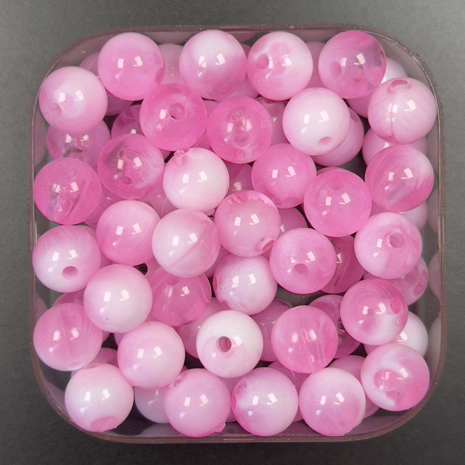 Veeds 20 Pcs Round Pink Bead 10mm Stone Imitation DIY Beads Art and Craft
