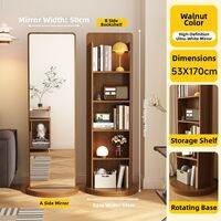 SAMEDREAM | Rotating Movable Floor Mirror With Bookshelf