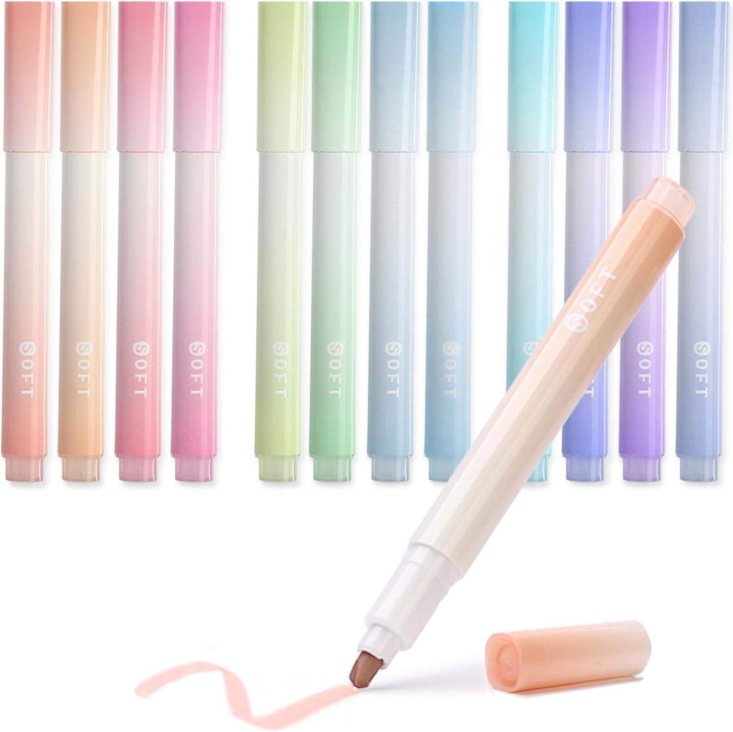 Pastel Bible Highlighter No Bleed Chisel Tip 12 Pack Assorted Colors Cute Aesthetic Highlighters