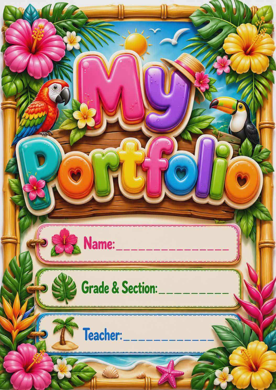 Portfolio sticker cover for teenager design A4 size