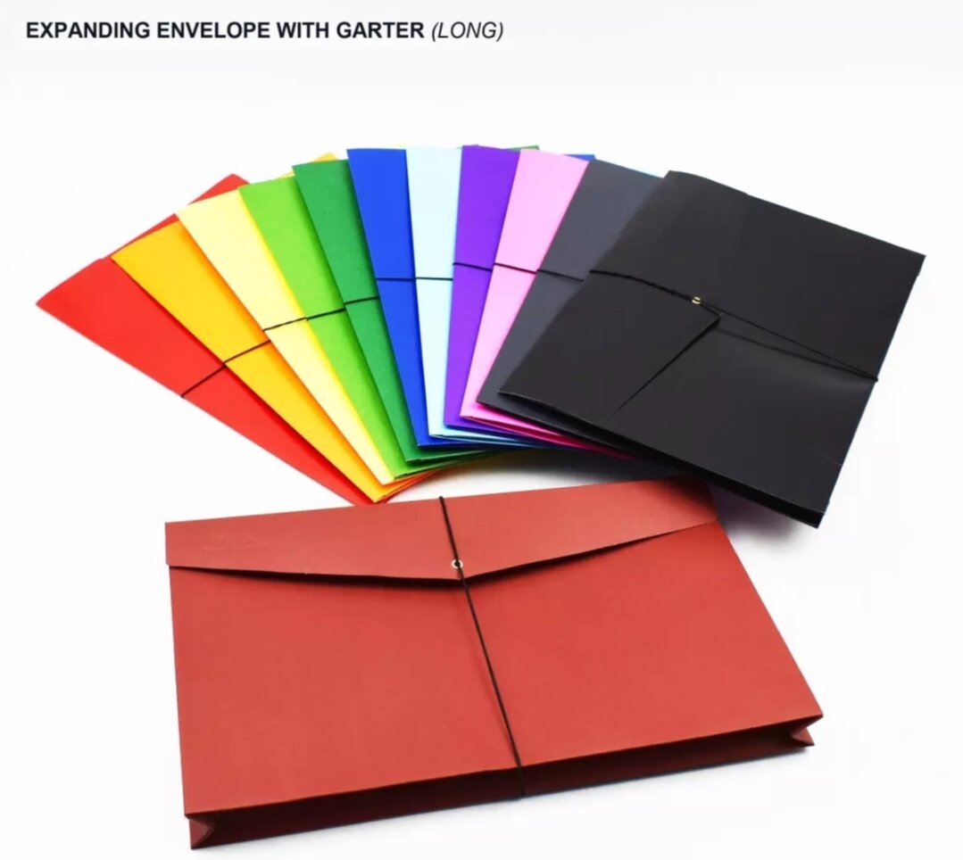 12 pcs assorted expanded envelope long envelope with garter