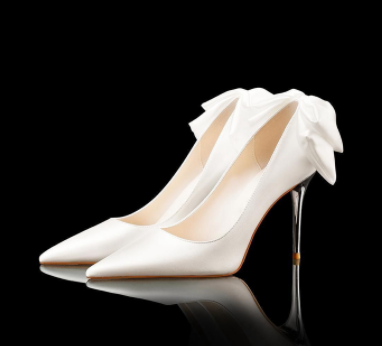 2022 Spring Wedding Shoes - White Satin High Heels