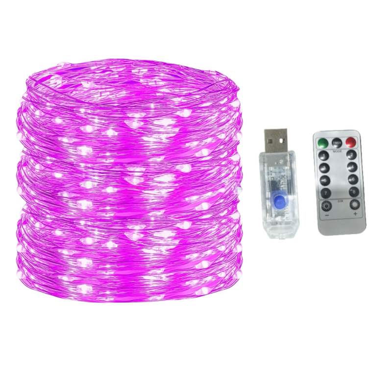 5M/10M/20M/30M USB 8Modes Remote Copper Wire LED Waterproof String Fairy Light for Xmas Party New Year Christmas Decoration