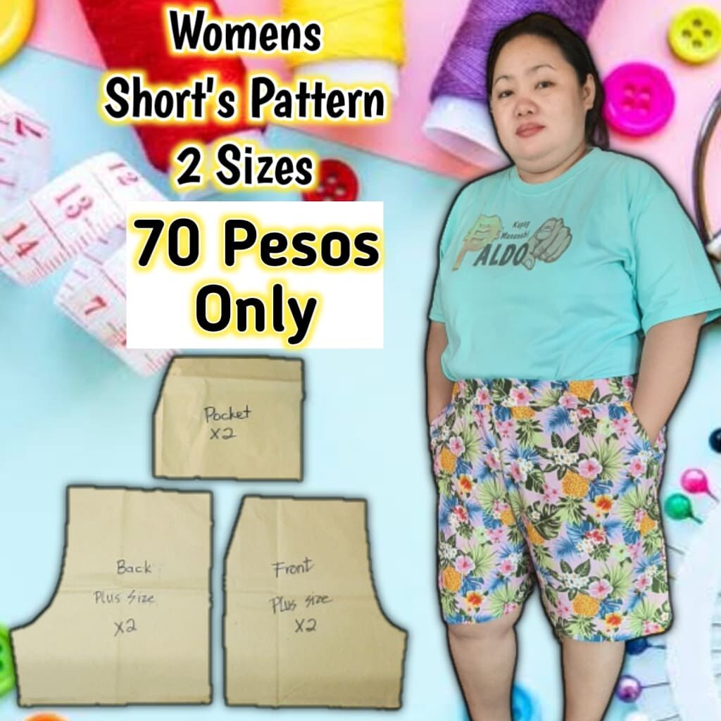 Women Shorts Pattern with 2 pockets/2 sizes of Pattern Plus size and Free size