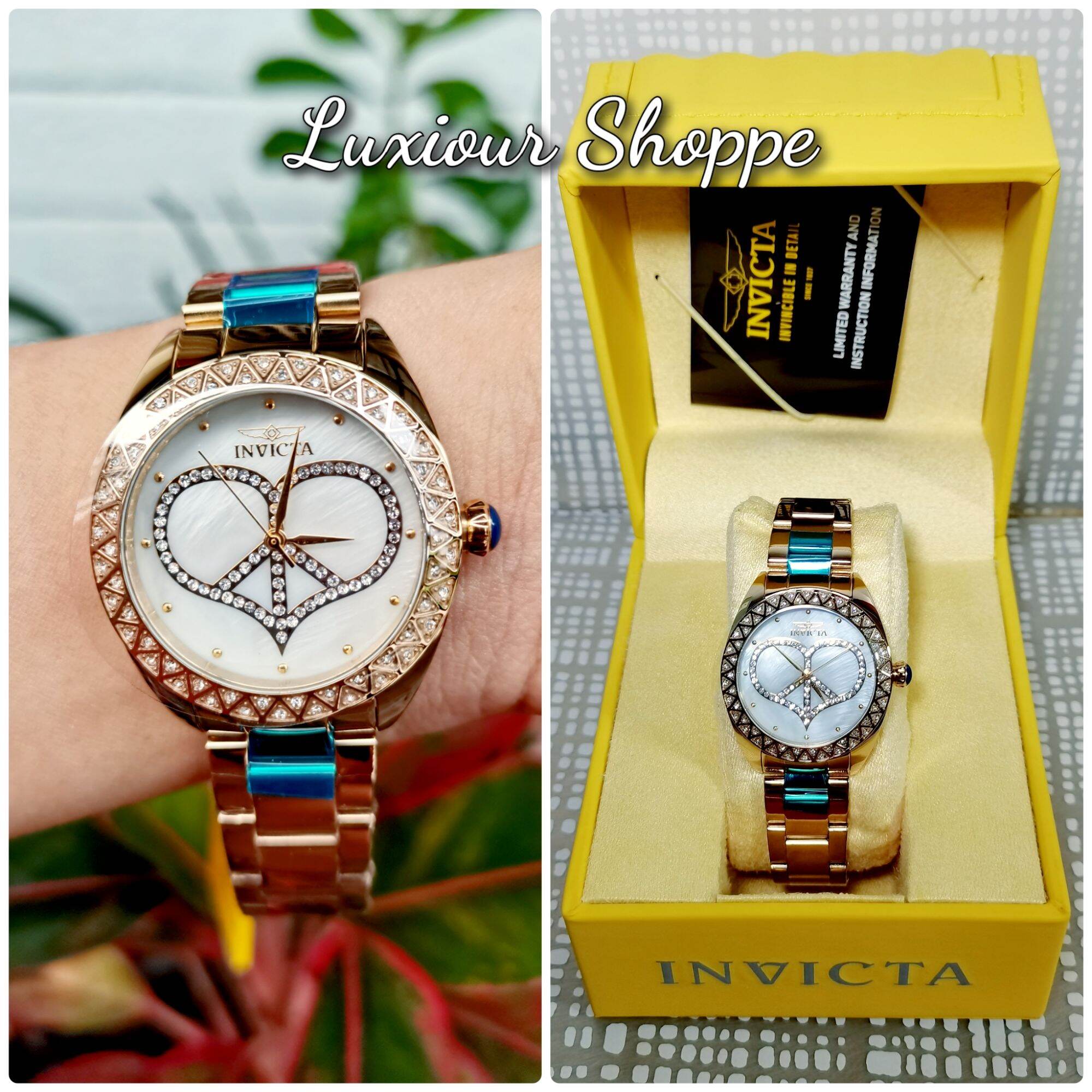 宅配便配送 Women's Invicta 27435 Watch Dial Gold Hand 3 Quartz Angel 腕時計