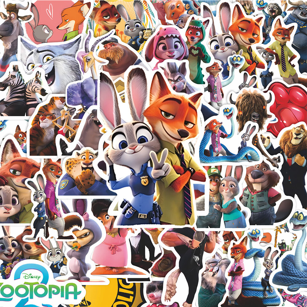 10/30/56pcs Disney Anime Movie Zootopia 2 Cartoon Stickers Cute Graffiti Decals for Luggage Skateboard Phone Classic Toy Sticker