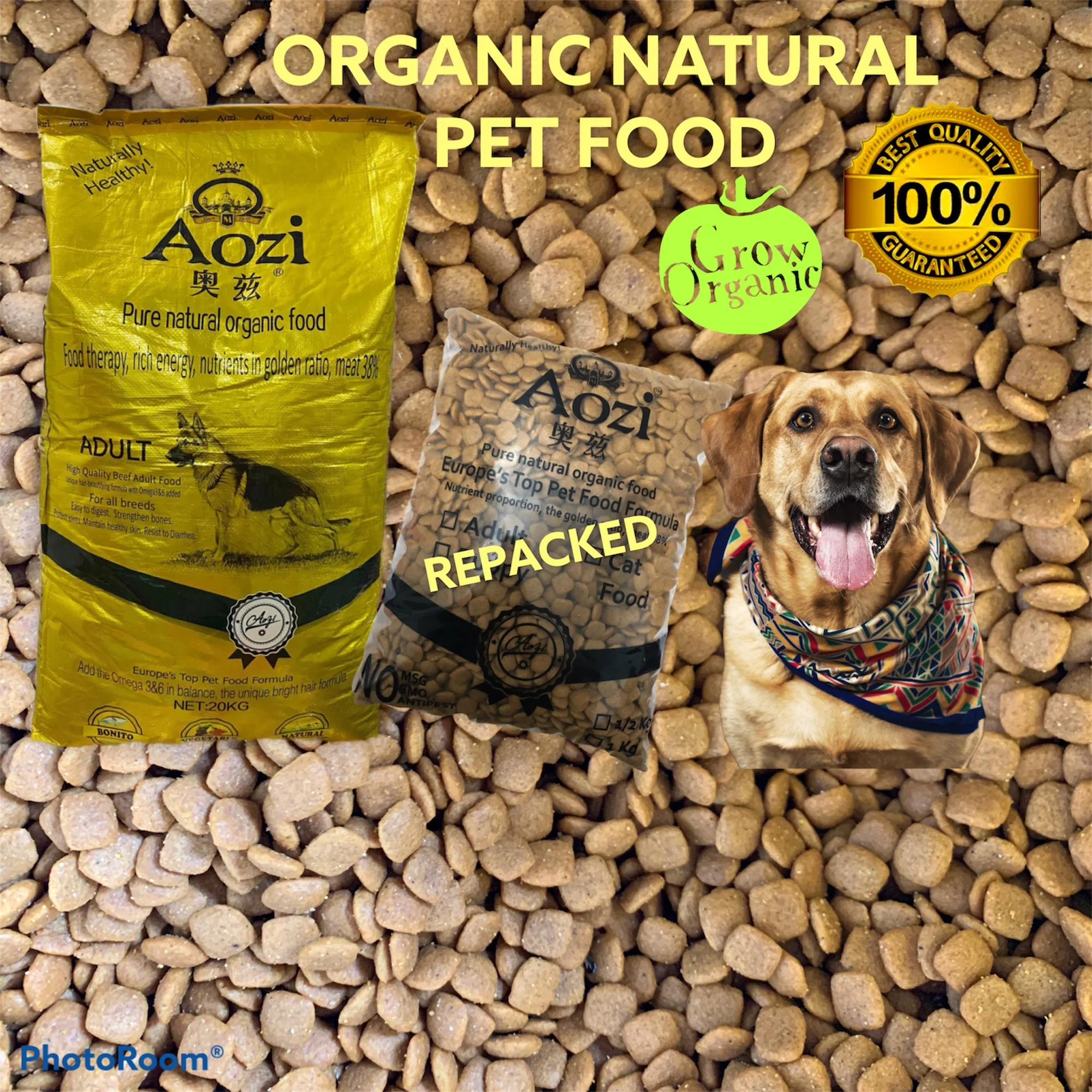 Aozi natural organic adult dog food 1kilo (repack)