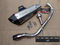 (Pcx 160 & Adv 160 & Click 160) HEXA AKRAPOVIC PIPE + STAINLESS ELBOW + SILENCER & ACCESSORIES