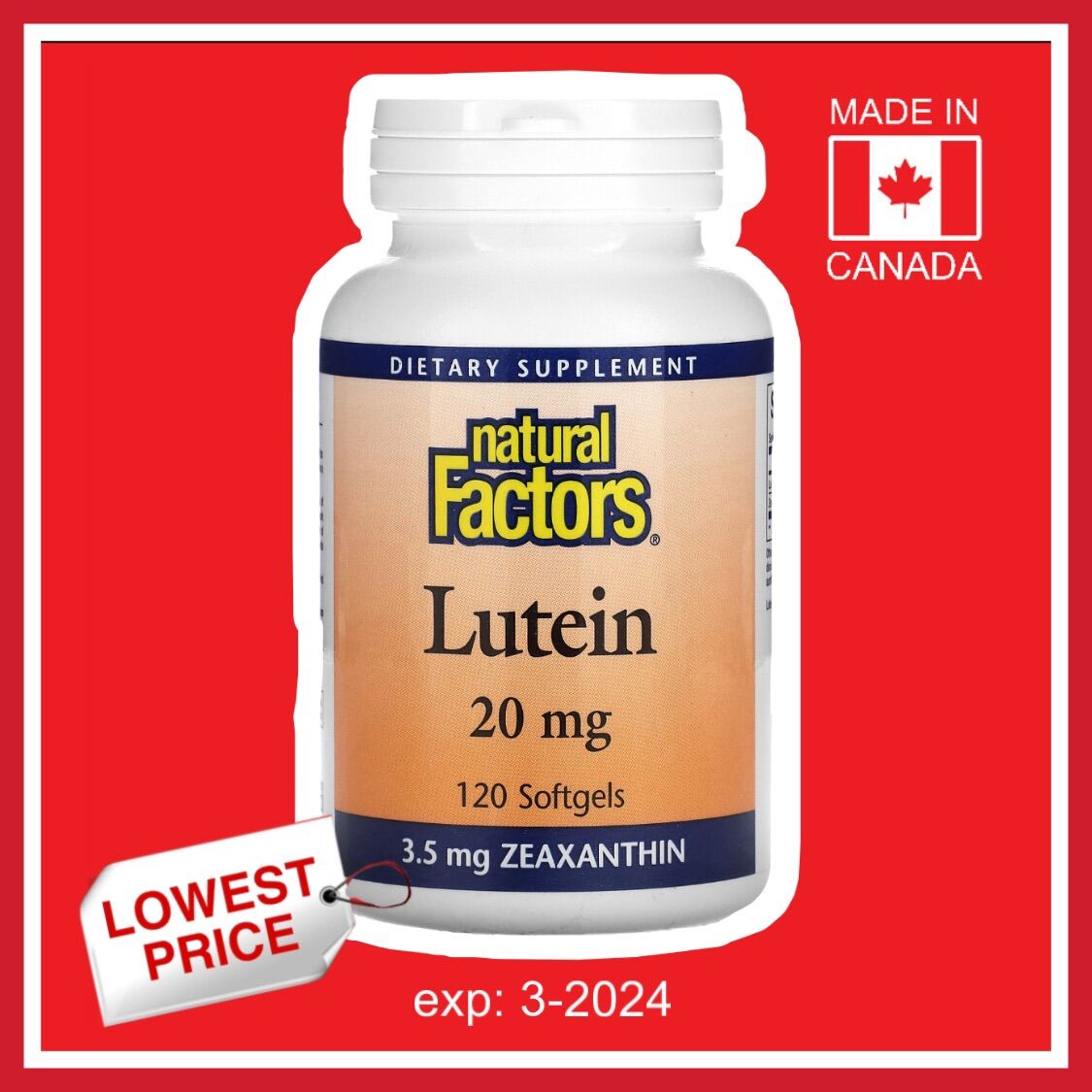 Lutein 20mg Macular Degeneration Eye Support (60 softgels) NATURAL
