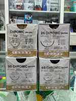 Medical Chromic Suture 1/0 2/0 3/0 4/0 Round & Cutting Absorbable Suture Sold per Box