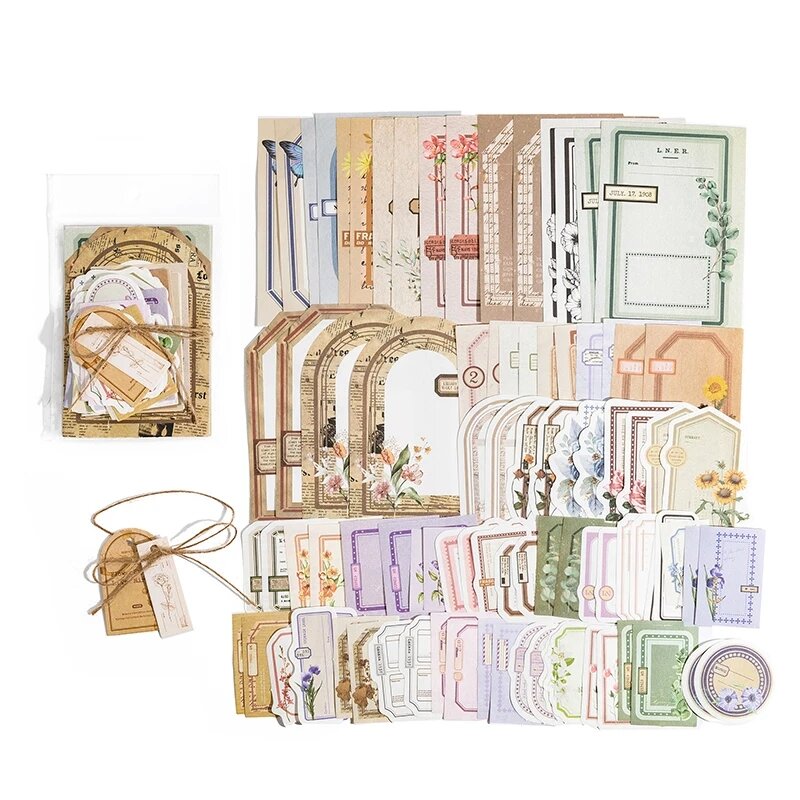 100pcs/pack Decor Scrapbook Vintage Materials Paper Combo Kit DIY Junk Journal Collage Photo Album Retro Background Paper
