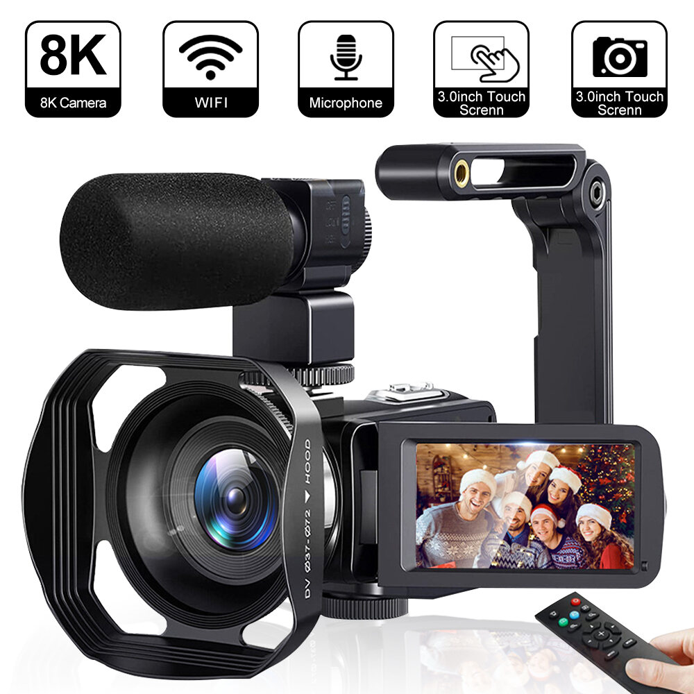 8K Video Camera 64MP Digital Video Camera 18X igital Zoom Camera Recorder 3 Inch Lcd Touch Screen Portable Recording Camcorder