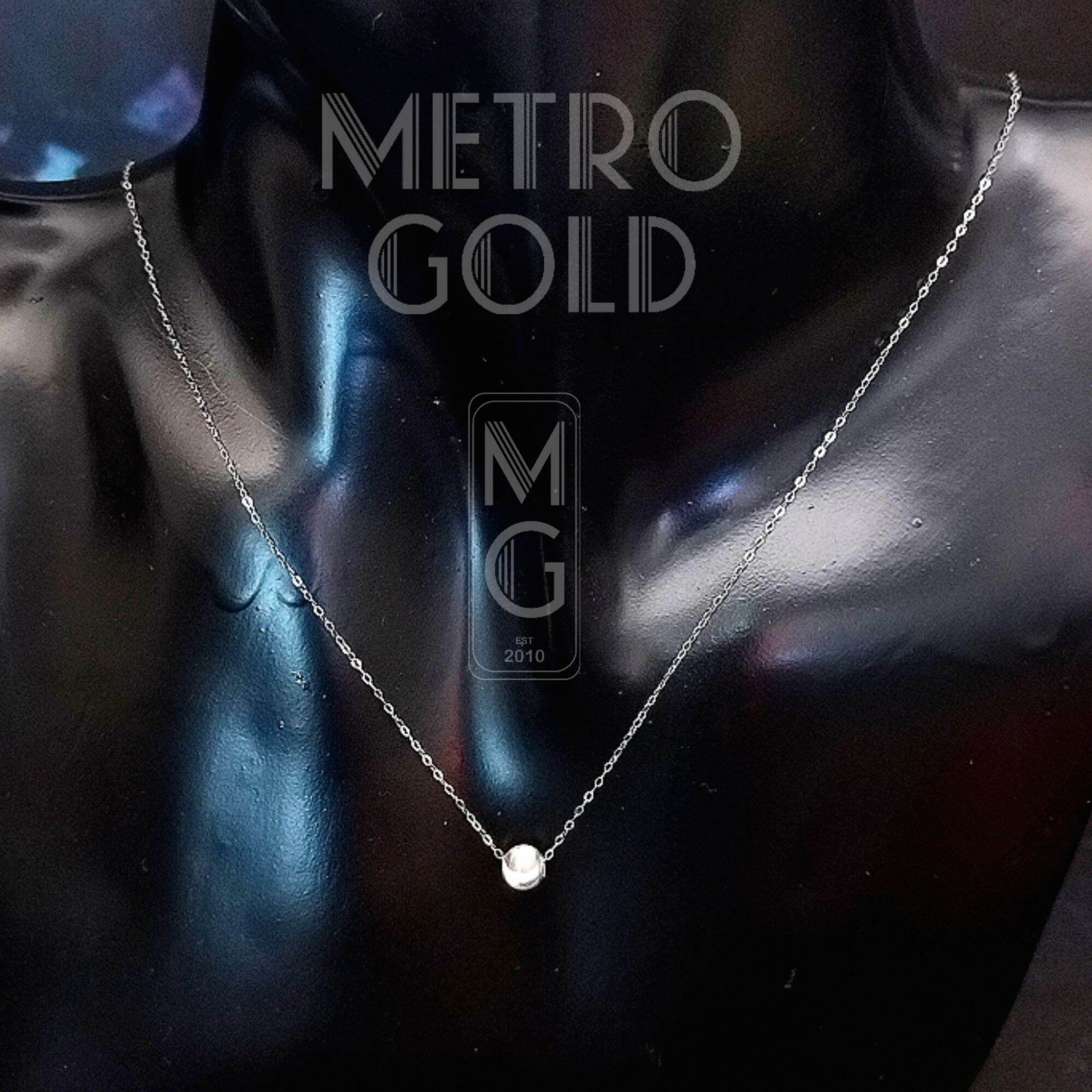 18K Saudi WHITE Gold Cat's Eye Pendant with WHITE Gold Tauco Necklace