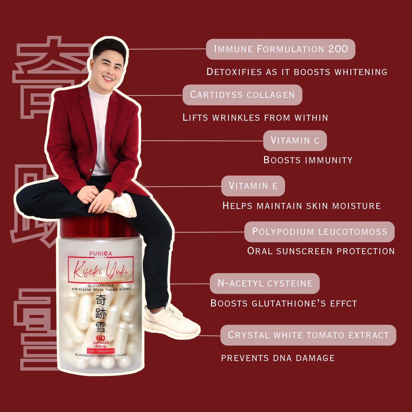 Punica Skin Kiseki Yuki Glutathione 60 Caps Glutathione Capsules