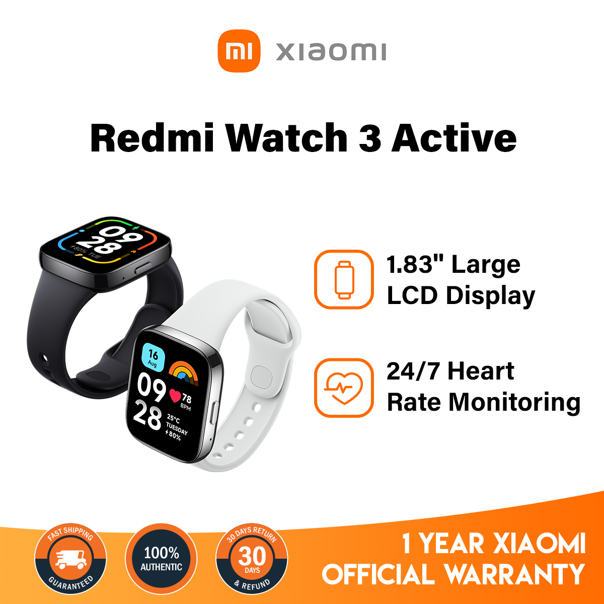 Xiaomi Redmi Active Smartwatch - 5ATM Water Resistant, Bluetooth