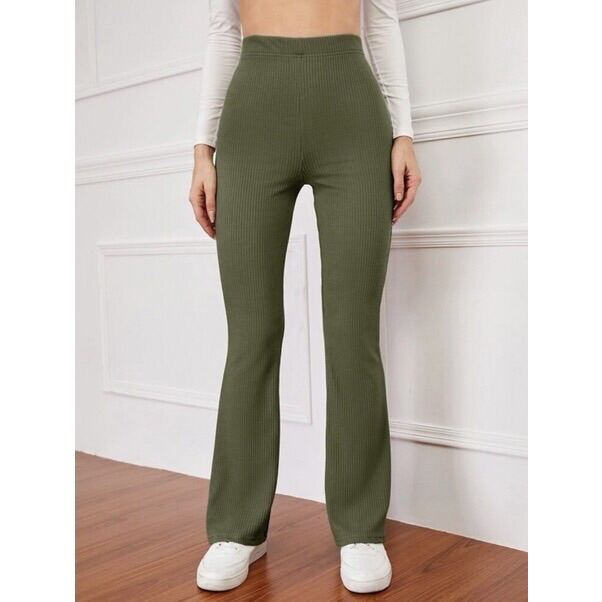 Elite Flare Wide Leg Ribbed Knit Premium Pants High Quality 