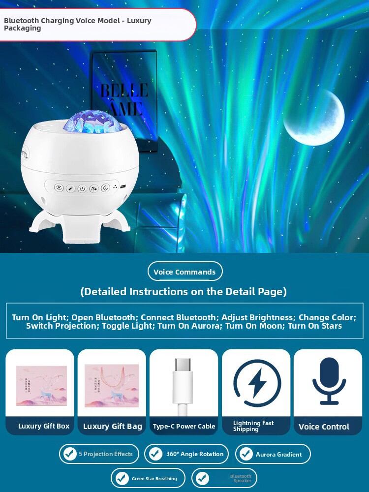 kufire | Star & Aurora Projection Night Light