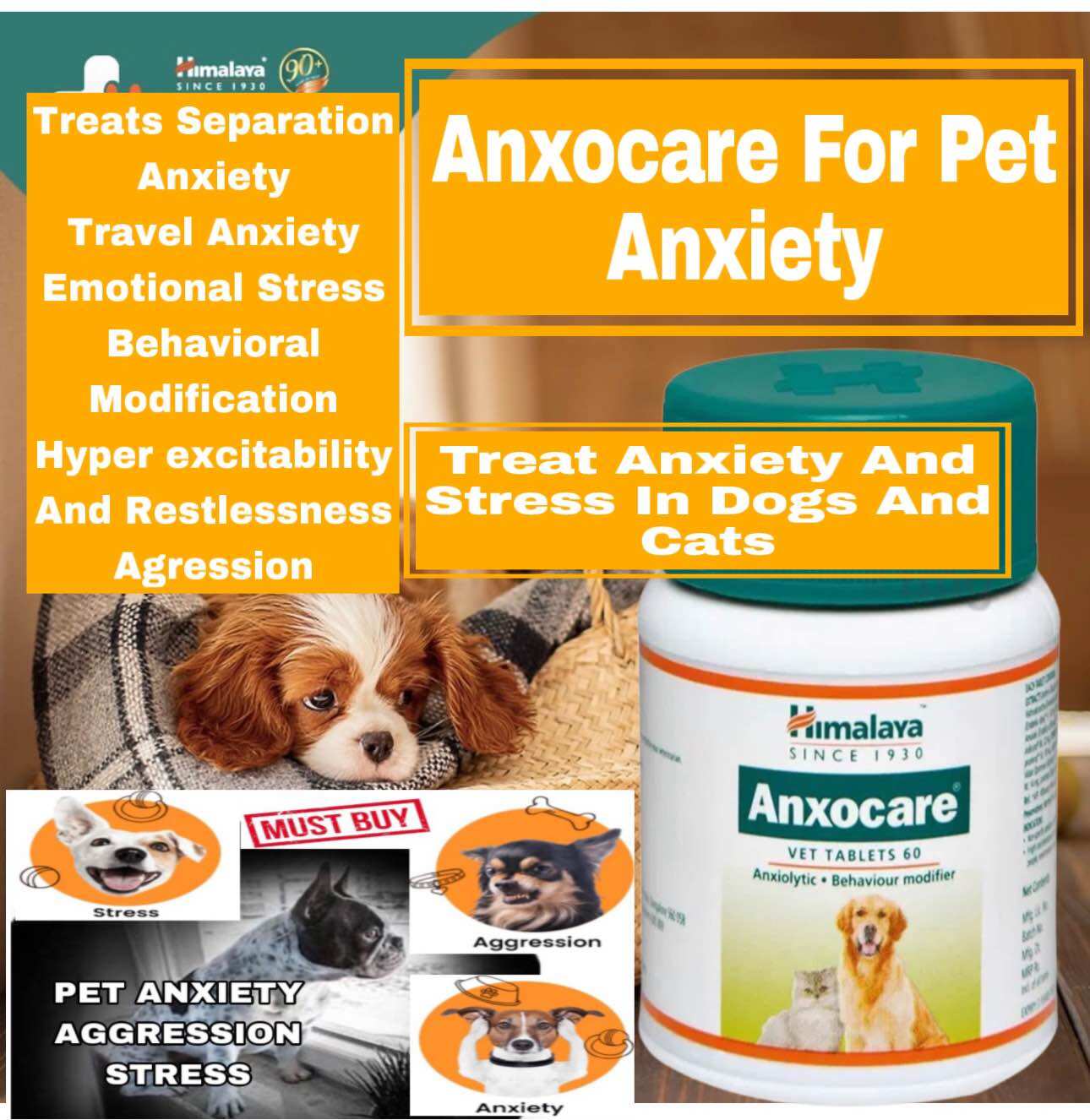 Himalaya Anxocare Anxiety Pills For Dogs Himalaya Anxocare Herbal Aid For  Anxiety And Behavior Support