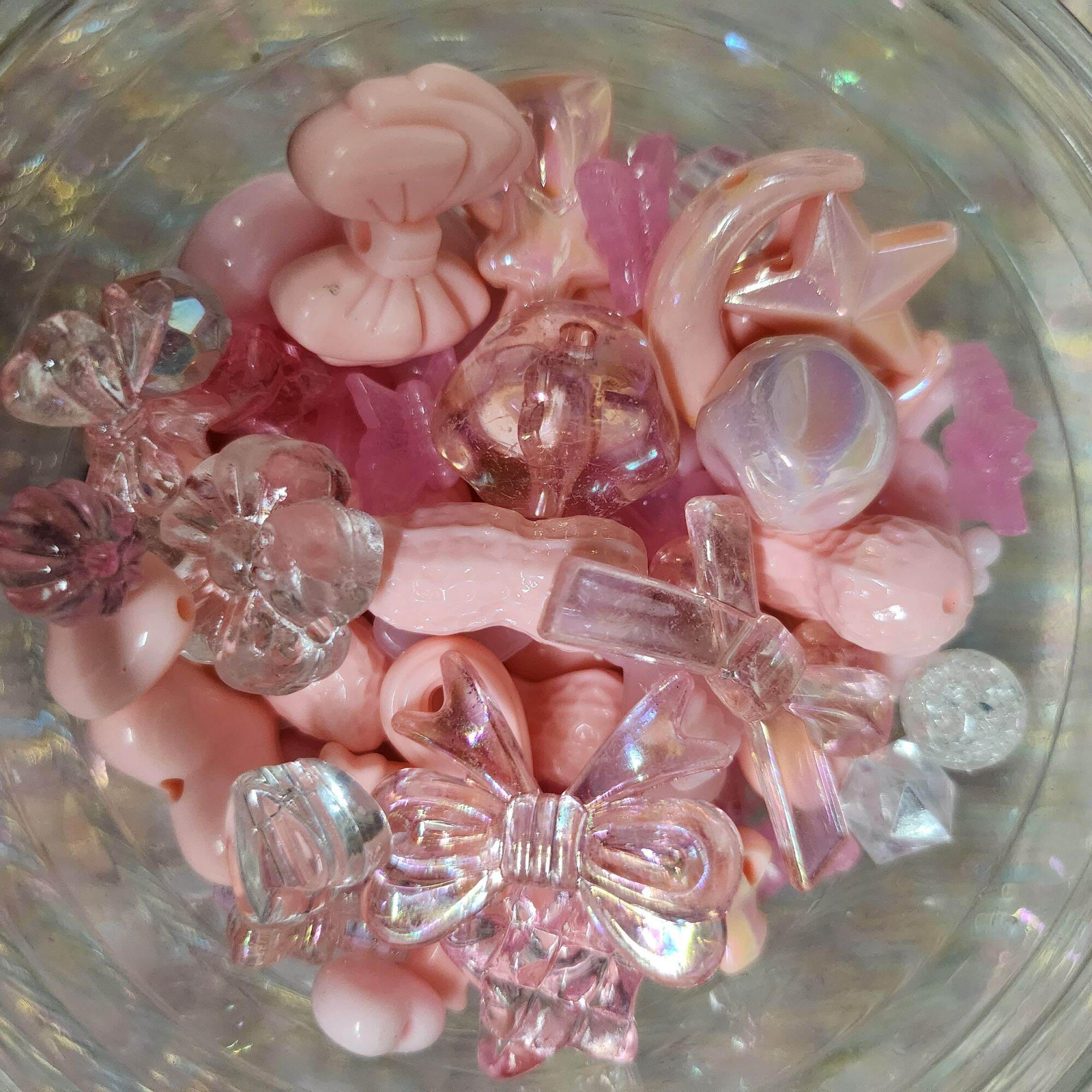 Pink - 20g / 50g Color Acrylic Beads Mix Irregular Mixed Beads for Jewelry/Accesory/Phone Charm Making DIY Pack Per Gram