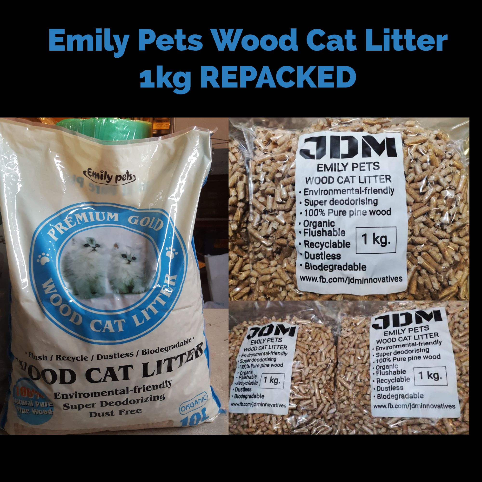 Emily Pets Wood Cat Litter 1kg REPACK / pine wood pellet