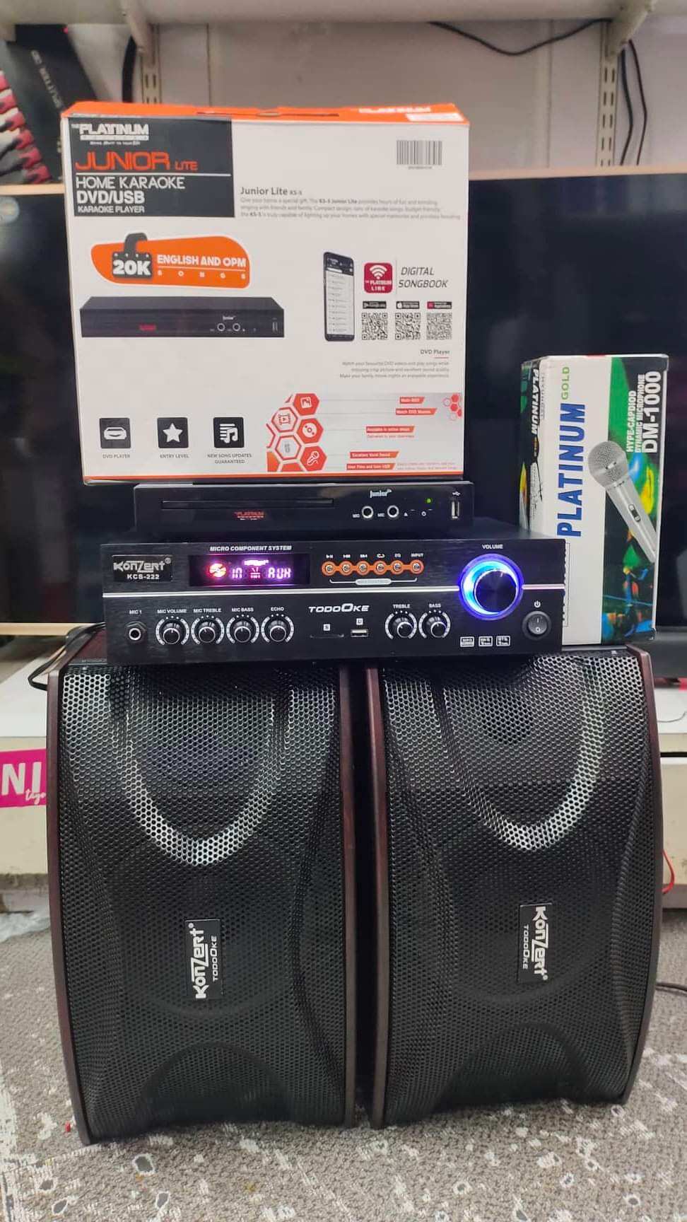 KCS222 & Platinum JR.LITE Free 2 Wired Mic Videoke Set