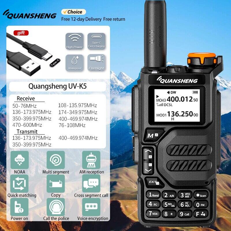 QuanshengUVK5walkie Talkiefull Bandaviation Band Hand Held Outdoor Automaticone Buttonfrequency Matching Go on Road Trip