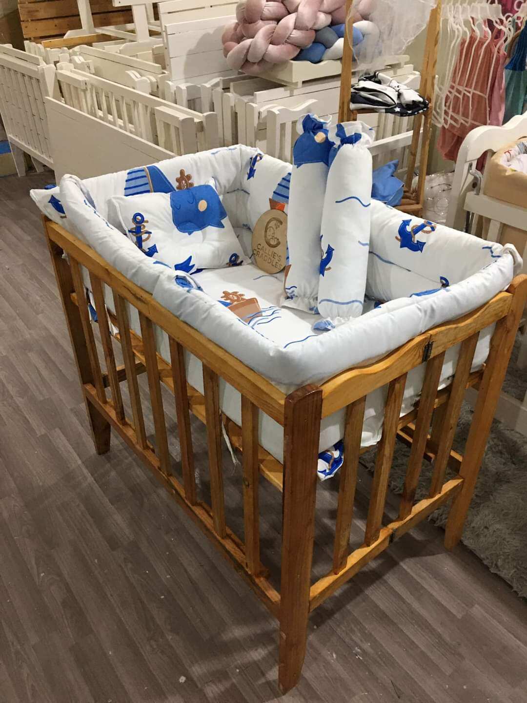 Adjustable wooden crib set ANCHOR design baby bed