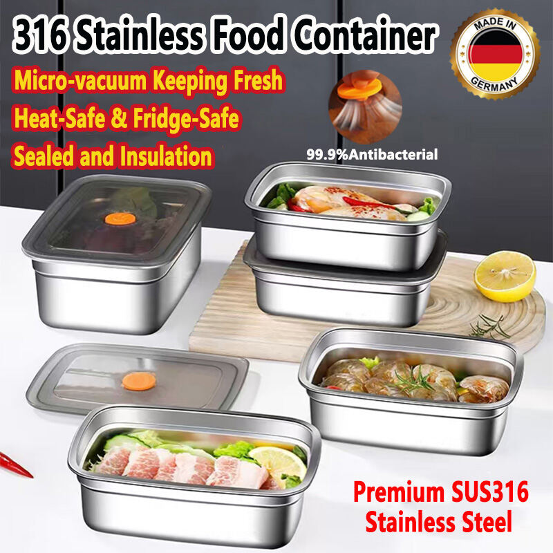 German Food Grade Stainless Steel Food Storage Container, Large Capacity