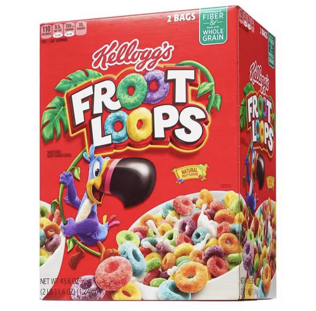 Froot Loops Cereal, Multi-Grain, Sweetened - 2 bags, 43.6 oz