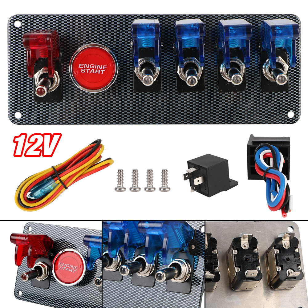 12V Racing Car Rocker Switch Panel Starter Light Toggle Ignition Engine ...