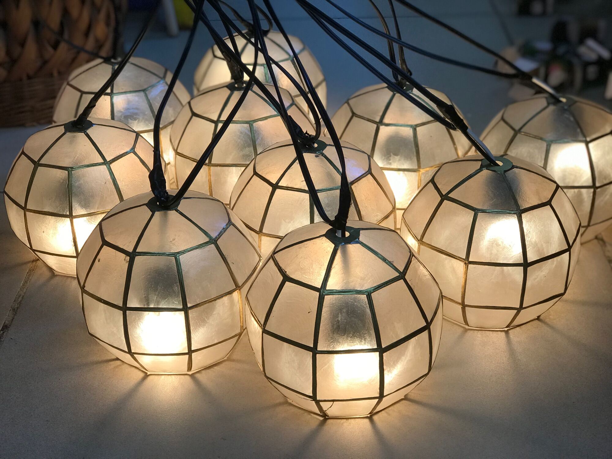 Capiz Lantern Set of 10 Indoor/Outdoor with bulbs and wirings | Lazada PH