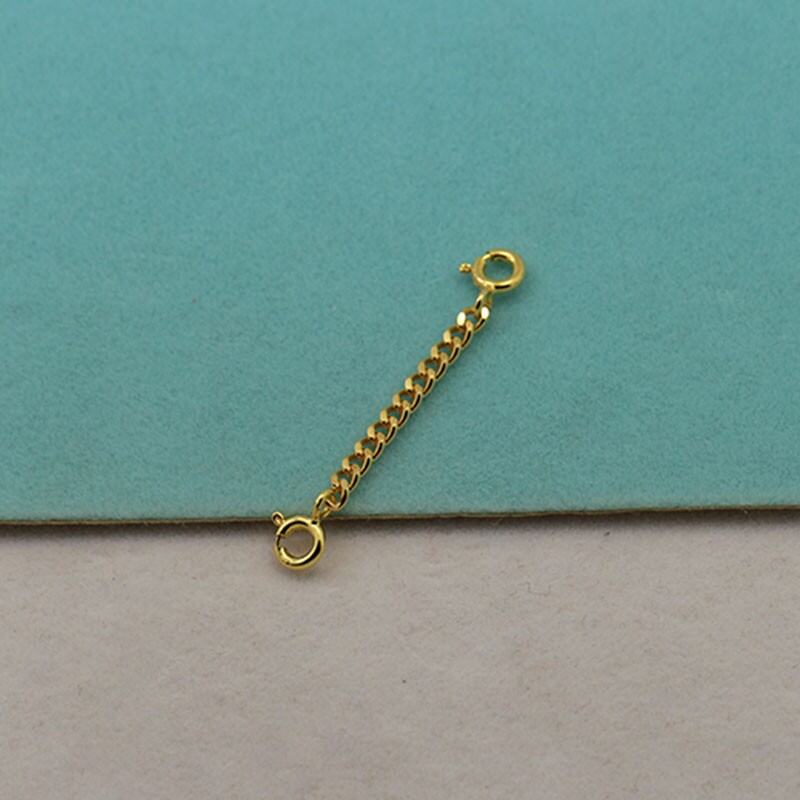 925 Sterling Necklace Extension Chain Double Buckle Lengthened Safety Chain Safety Chain Gold