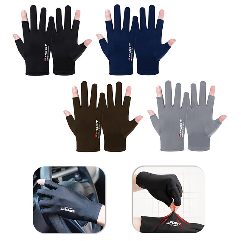 Summer Gloves Men Ice Silk Sun Proction Driving Glove Fishing Gloves Breathable Cycling Hiking Glove. 