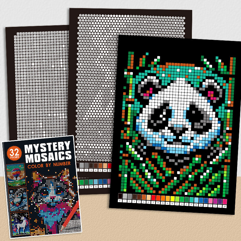 32-Page Adult Digital Coloring Mystery Mosaic Art Book Featuring Pixel Art Coloring Pages and Hidden Images a Relaxing and Stress-Relieving Activity Book an Ideal Gift for Art Enthusiasts for Travel and Home Leisure Aids in Mindfulness Practice an...