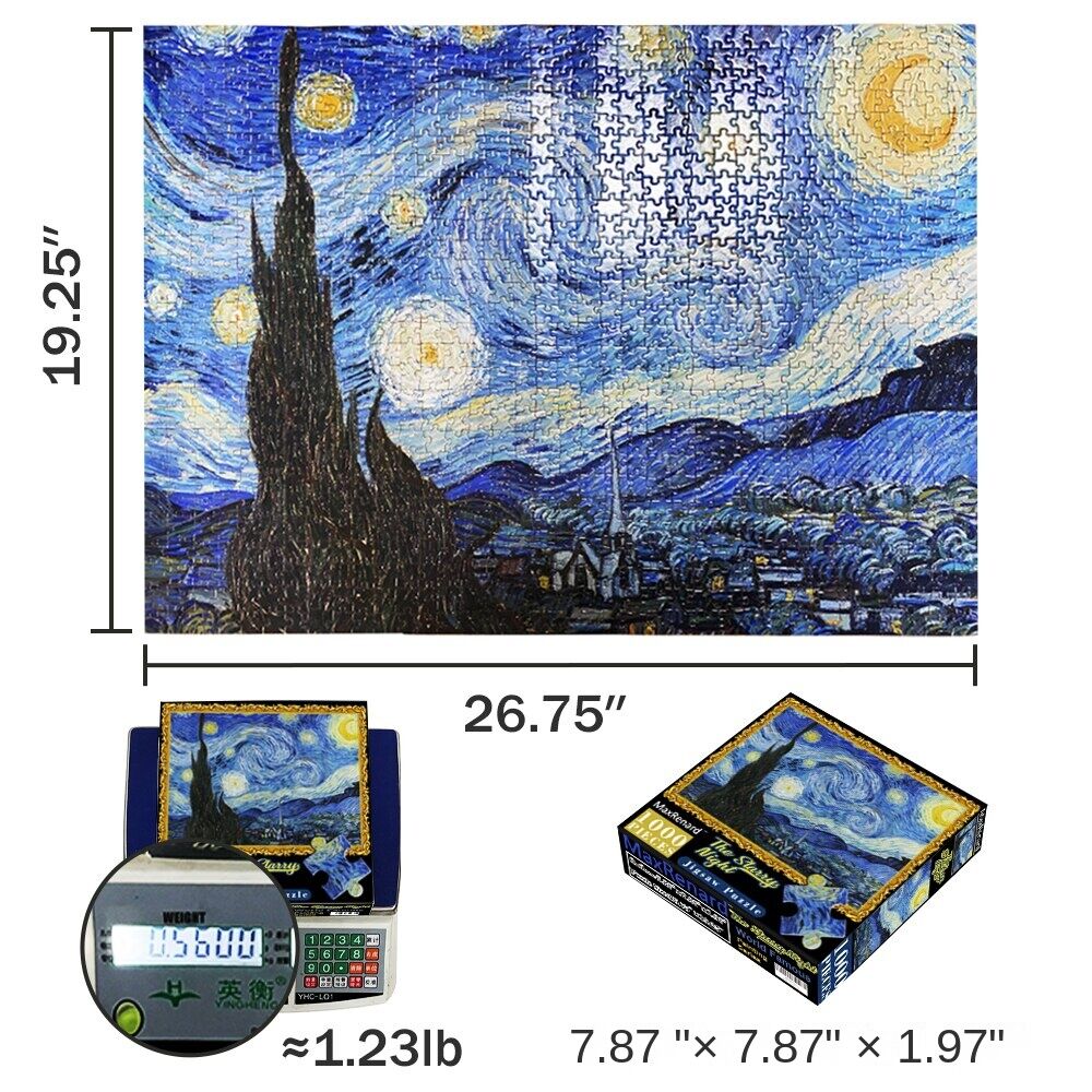 MaxRenard 1000 Pieces Jigsaw Puzzles Famous Paintings Van Gogh The
