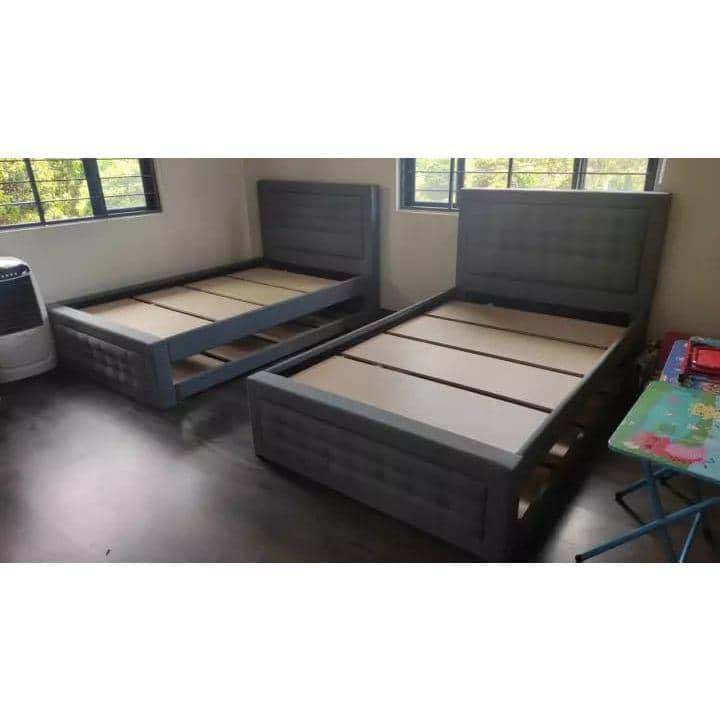 Diggie Bedframe With Single Pullout Grey Queensize 60 75 Full