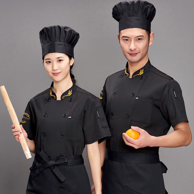 Short-Sleeved Chef Uniform Catering Service Chef Clothing Barber Waiter  Chef Working Jacket Solid Co…See more Short-Sleeved Chef Uniform Catering