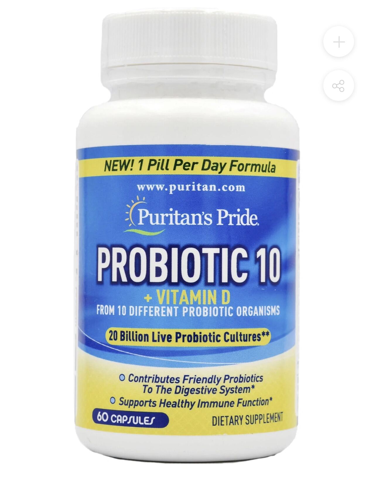 Puritan’s Pride Probiotic 10 + Vit D 60 Capsules Exp: April 2023 ...