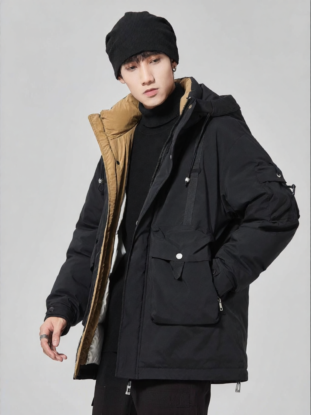 Hooded Thick Work Style Down Jacket Men Youth Presyo 3,859 Piso*Libreng Shipping