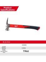 Milwaukee | Steel Curved Claw Industrial Grade One-piece Hammer 1 lbs