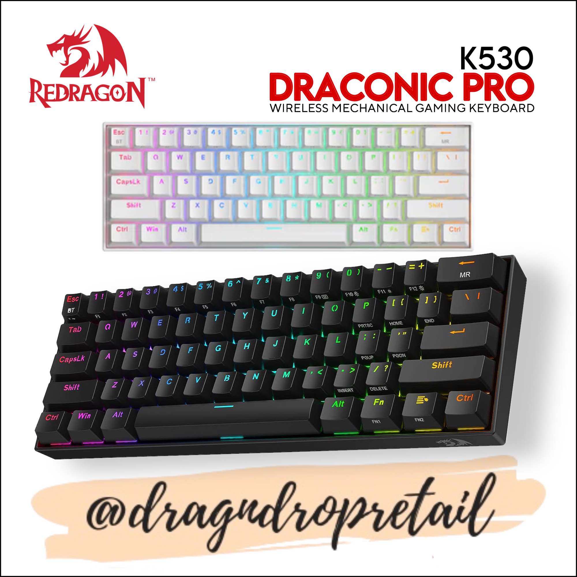 Redragon K530 Wireless RGB Mechanical Gaming Keyboard, Tactile Brown Switches