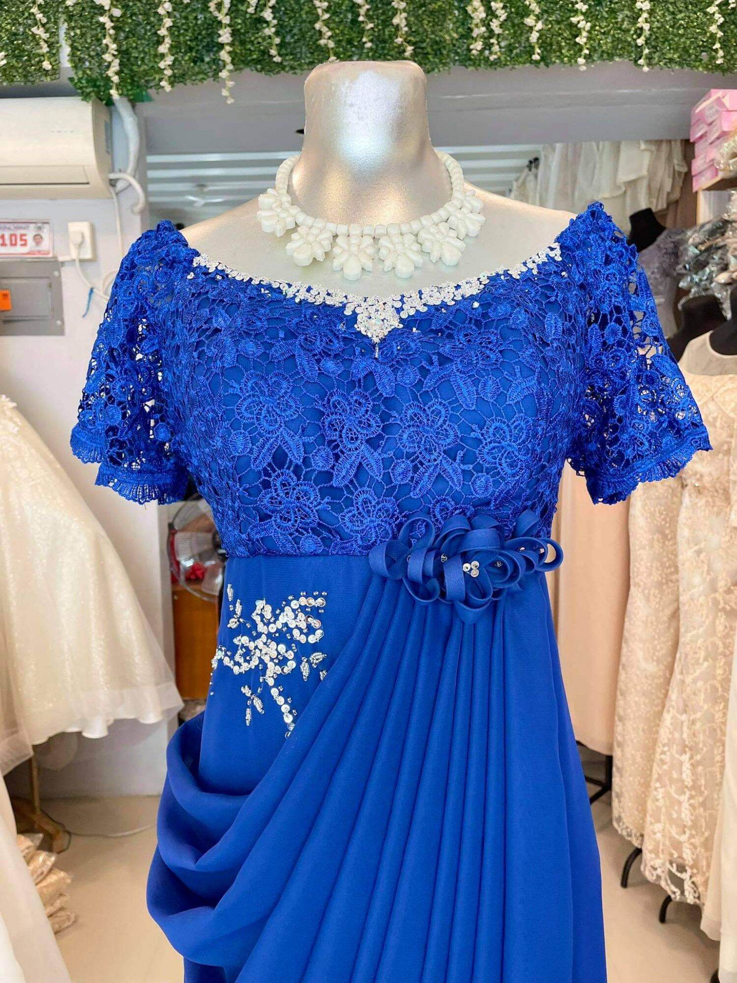 ELEGANT SWAG Royal BLUE And Navy BLUE Formal Dress For Events Weddings Principal Sponsor