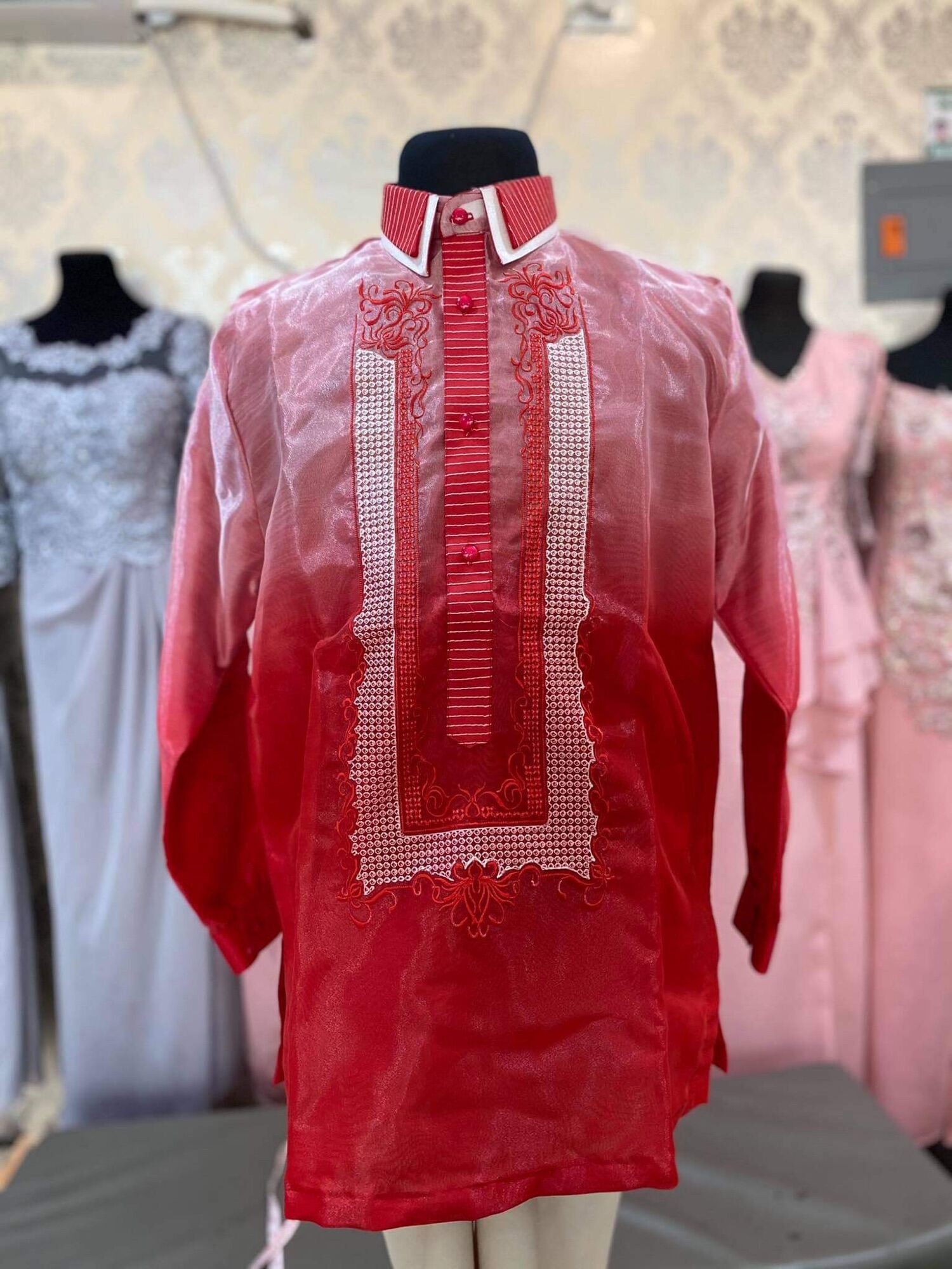 Red Barong Monochromatic Barong Tagalog Groomsmen Lazada Ph