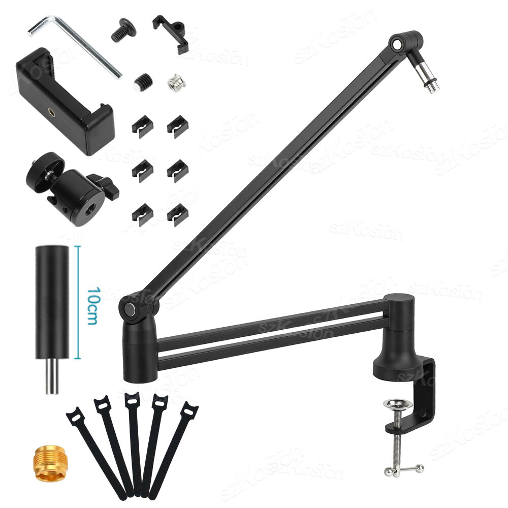 Adjustable Microphone Boom Arm Extended Riser with Cable Management Low ...