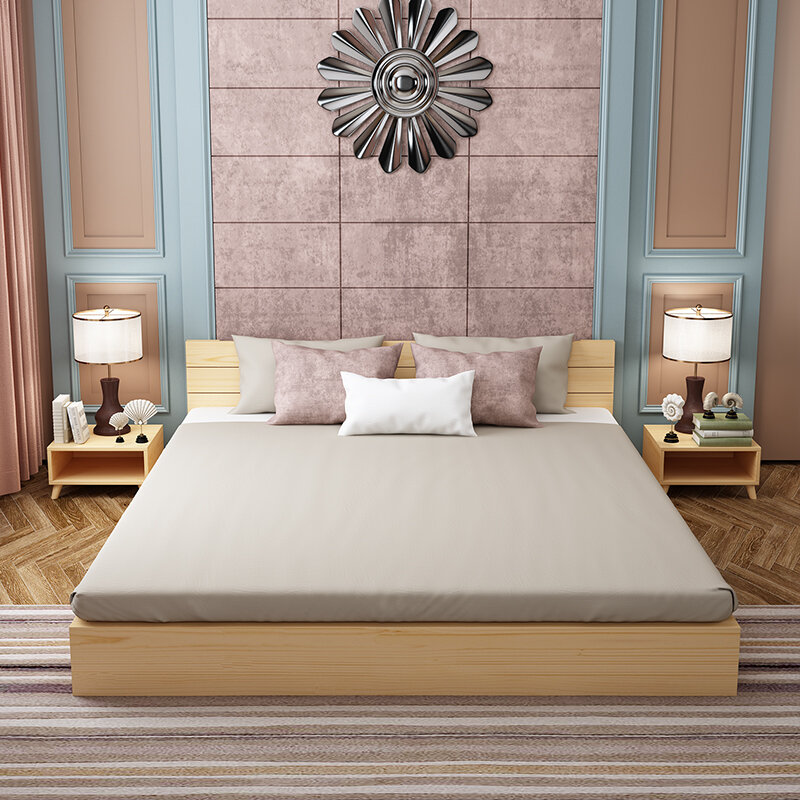 Tatami Bed Frame Solid Wood Bed Modern Minimalist NonBedside Row Skeleton Bedroom Floor Bed