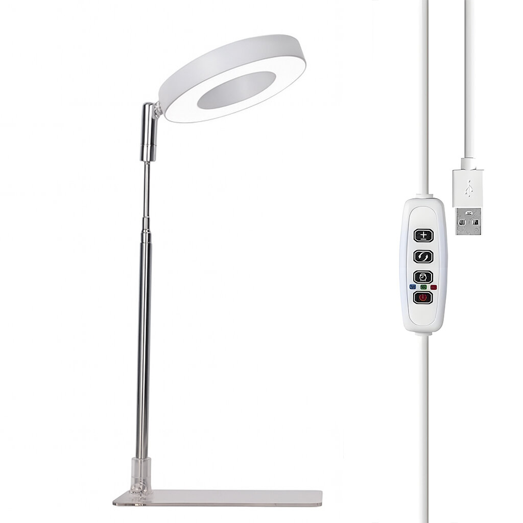 Full Spectrum Fill Light LED Grow Lamp for Indoor Solar Plants with Adjustable Height 3/9/12H Timer 10-Level Dimming for Garden