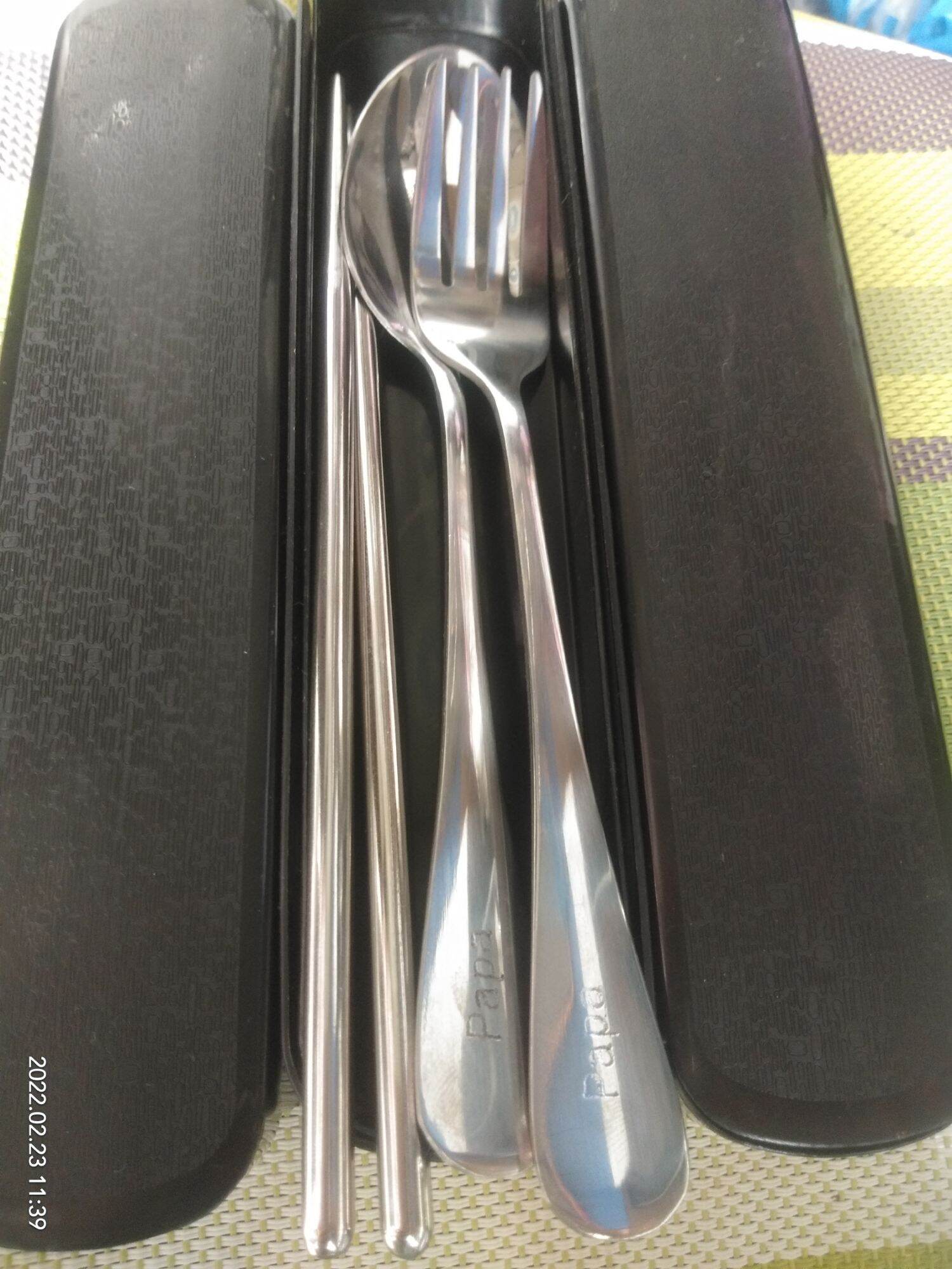 personalized spoon and fork with chopsticks with case name engrave