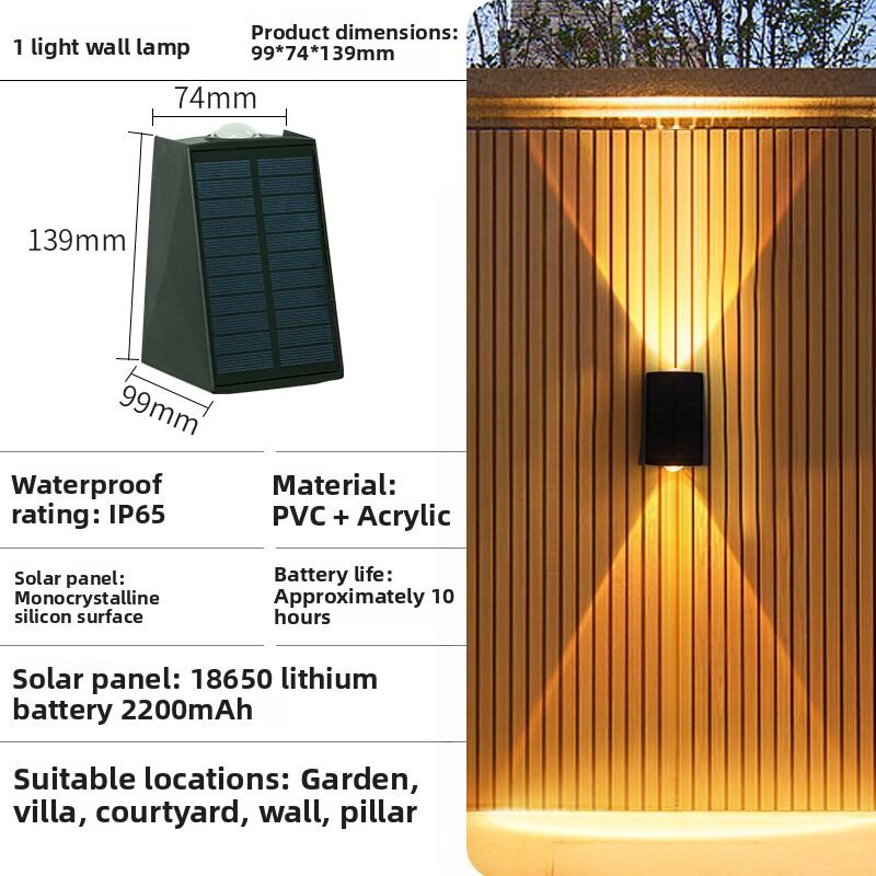 Solar Outdoor Waterproof Wall Light for Garden and Courtyard